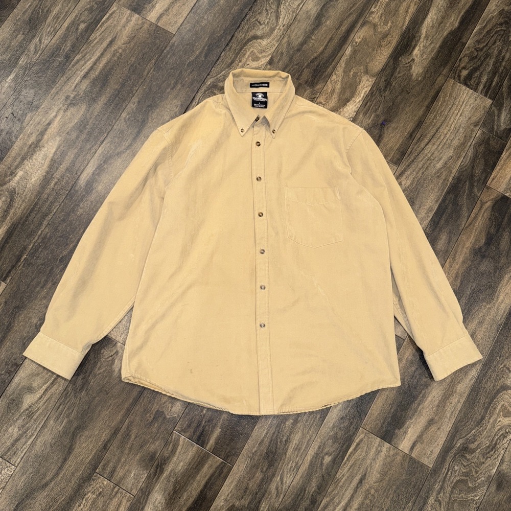 Weatherproof Vintage Microsuede Button Down Long-Sleeve Shirt‎ Men's Size L